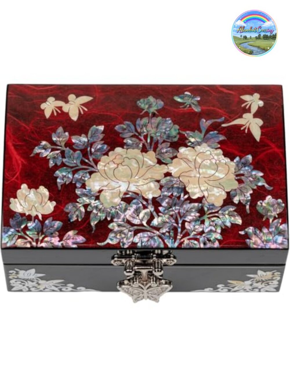 Mother of Pearl Jewelry Box Handmade Wooden Butterfly Clasp Gift
